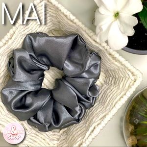 Gray Large Satin Scrunchie